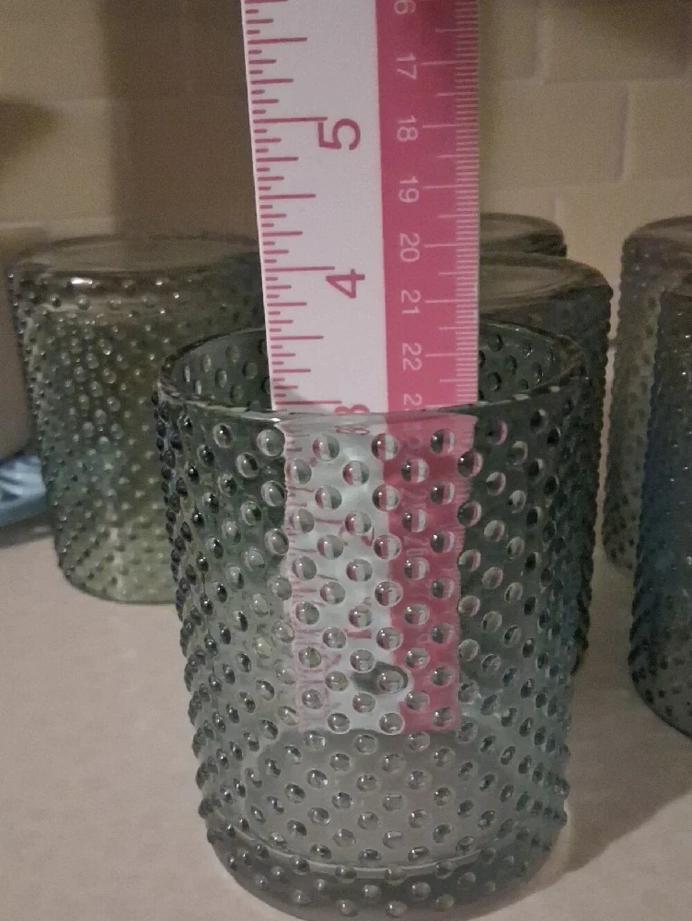 Set of 6 Textured Green Glass Tumblers - Home Accents